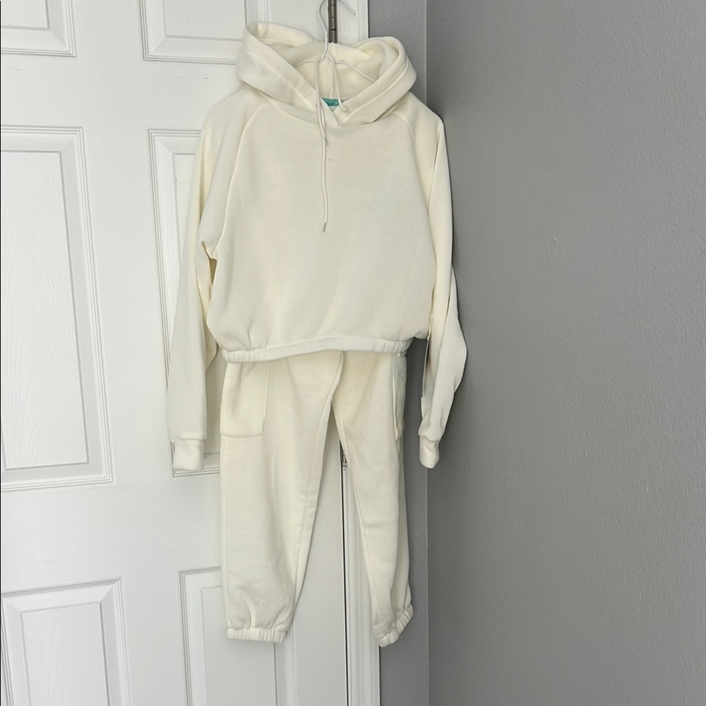 Kids Cream Hoodie and Jogger Set